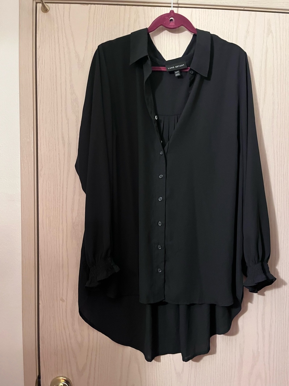 Lane Bryant Black Button-Front Long-Sleeve Blouse
